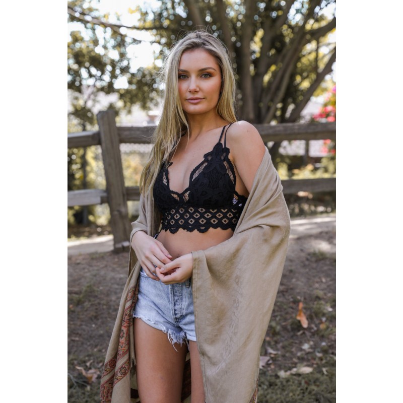 GA-5448 Grace Girl Crochet Lace Longline Bralette Mest populära 2020