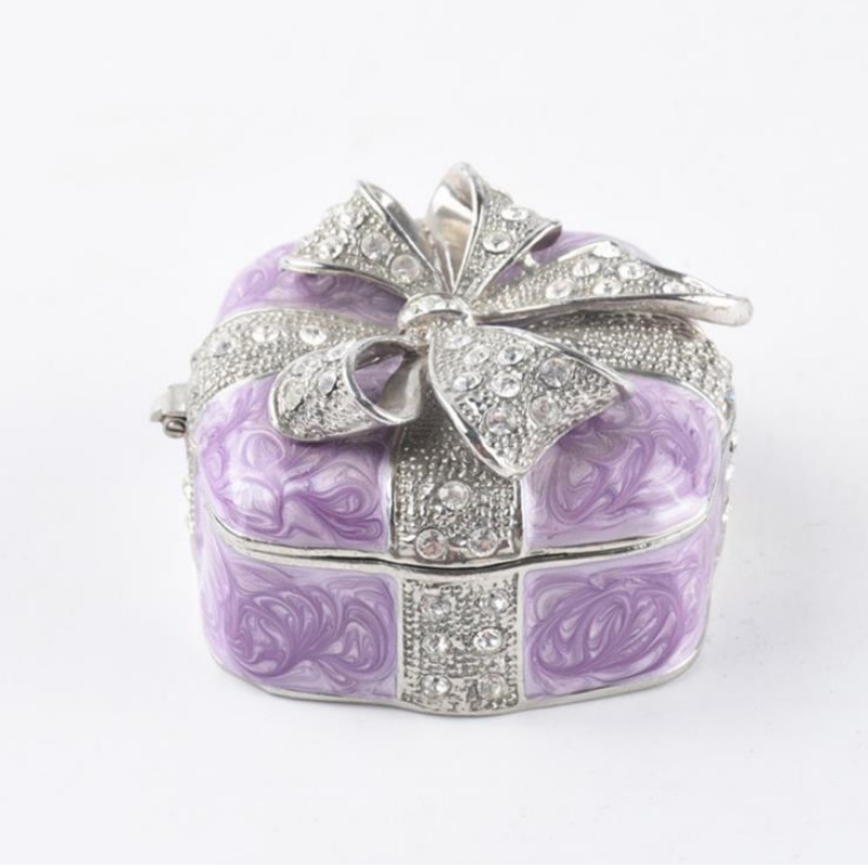 Factory direct sale Metal Fashion Jewelry Box European bow pärlor skattkista gåva smyckeskrin