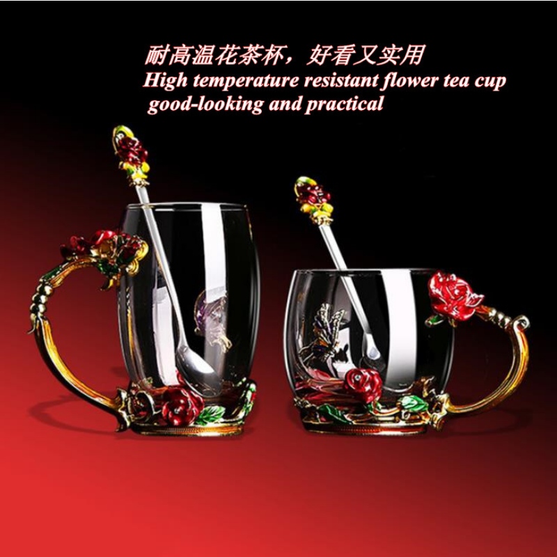 Factory direct sale email color glass water cup European High Temperatur resistent glas set kreativ presentemalj cup