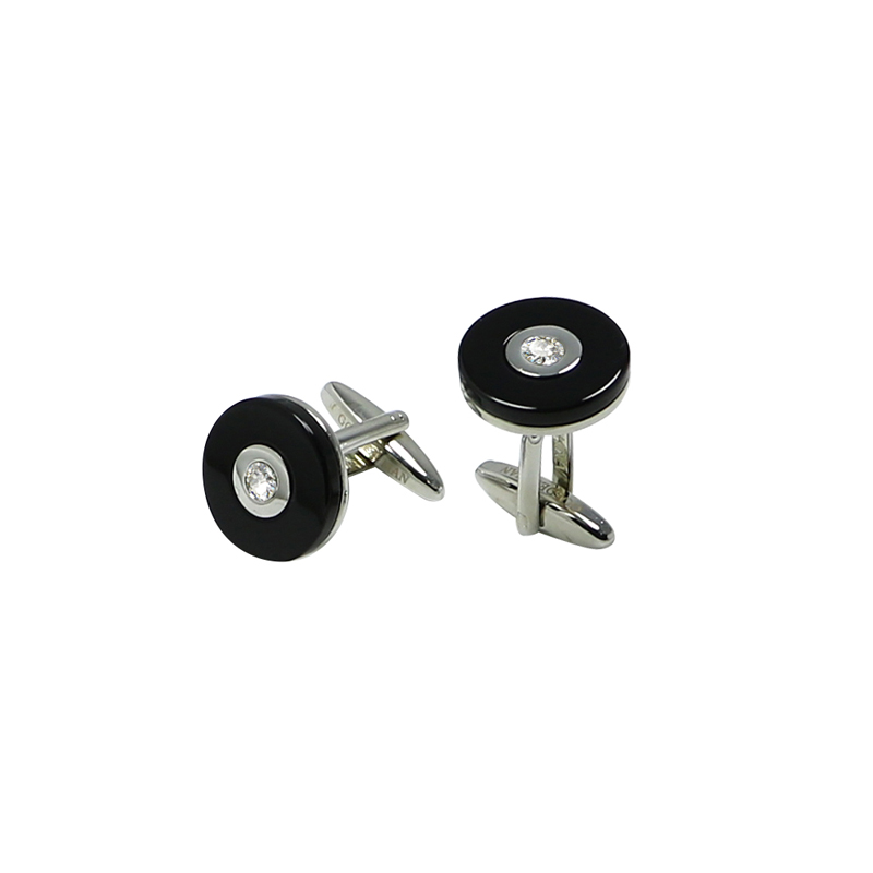 Black Agate och Crystal Halo Cuff Links