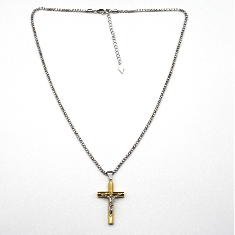 Rostfritt stål kors Jesus hänge halsband rfbnck1098