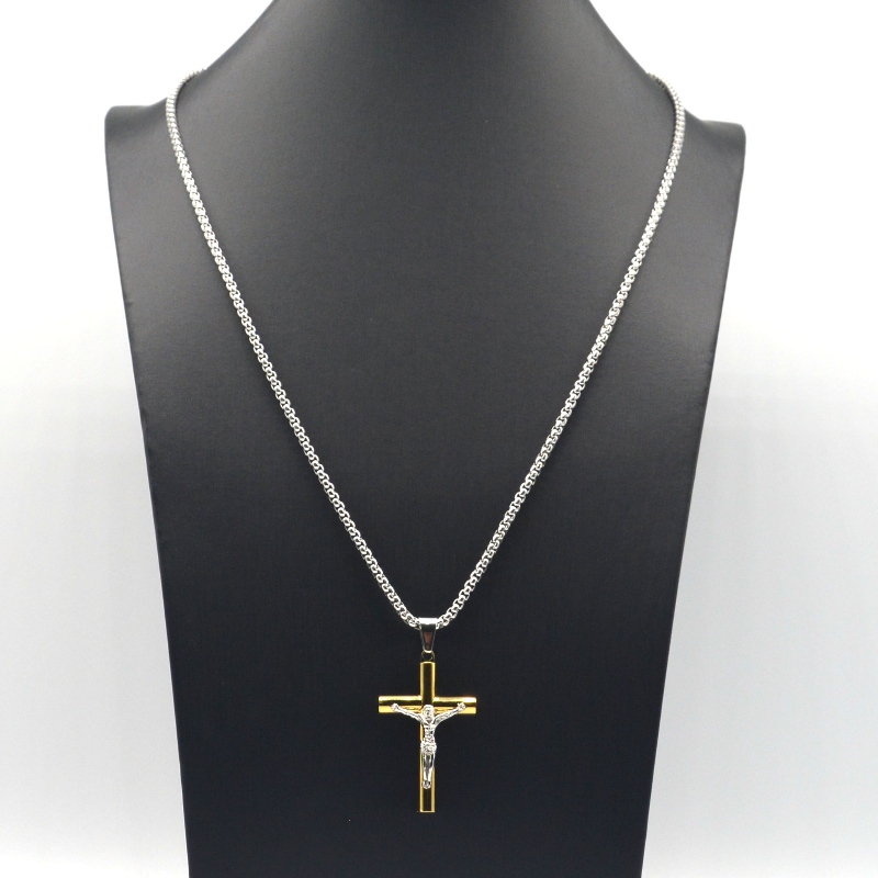 Rostfritt stål kors Jesus hänge halsband rfbnck1098