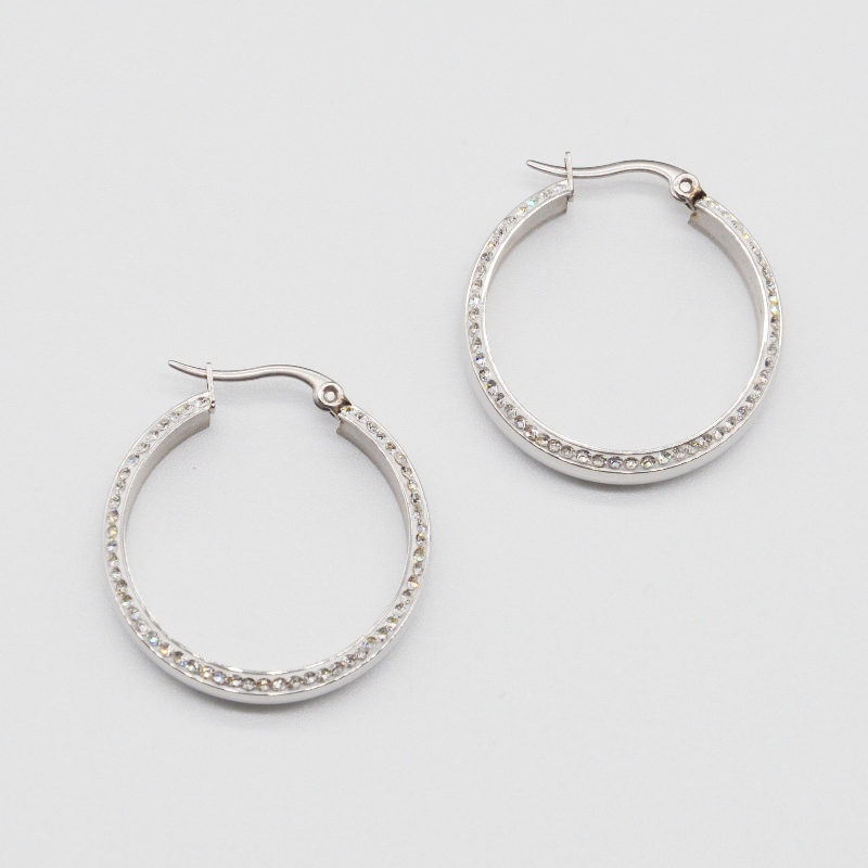 Rostfritt stål runt klibbig sten earring rfber0020