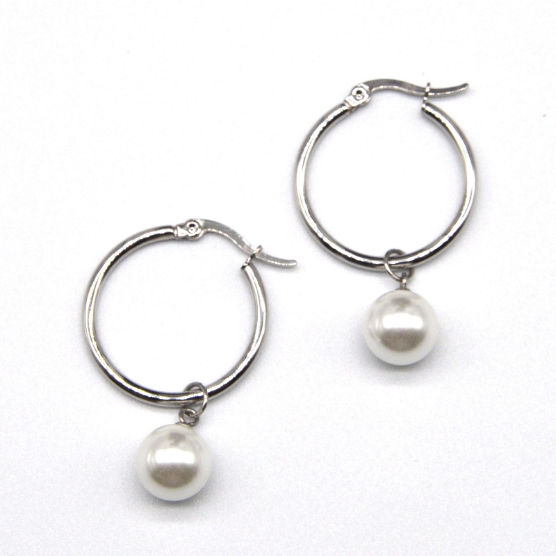 Rostfritt stål Pearl örhängen, modesmycken, modesmycken, Pearl Jewelry rfbear1466