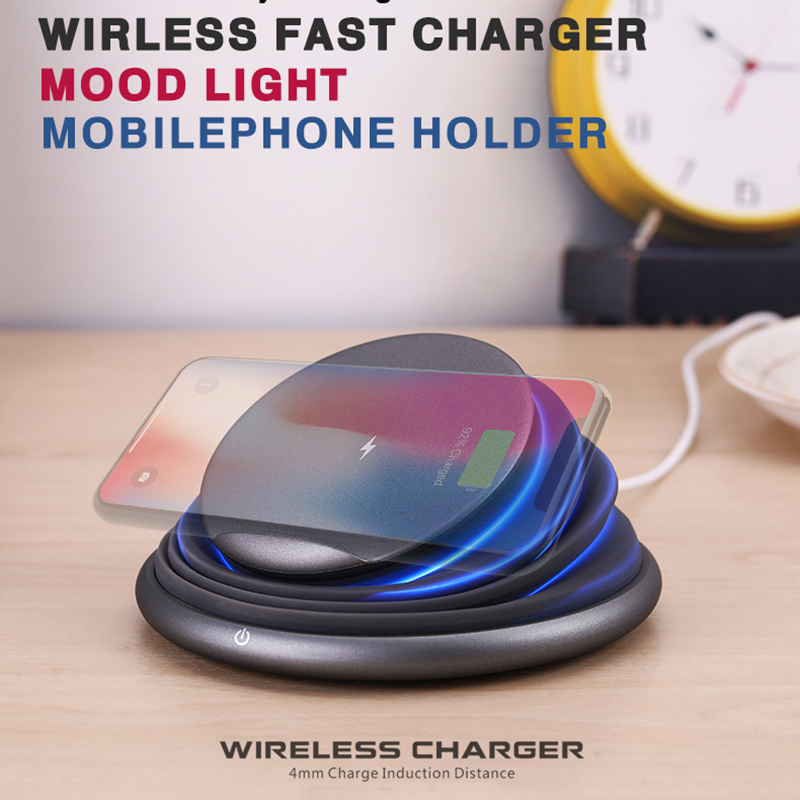 Trådlös snabbladdare humörlampa Mobiltelefonhållare