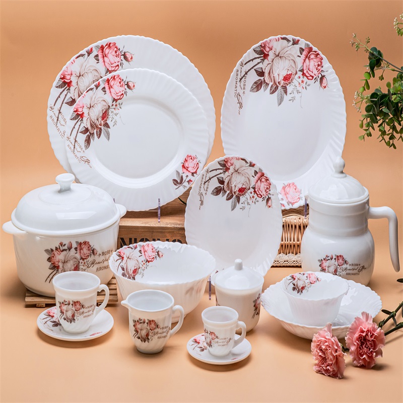 58L& Spinning Dinnerware Set Heat Resistent Opal Glasswaire