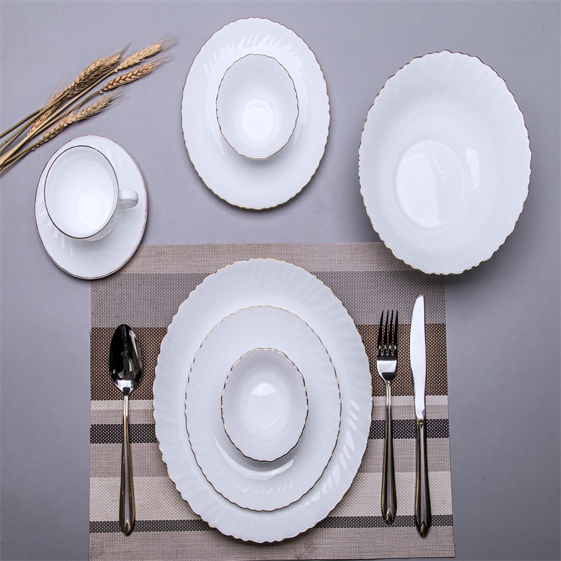 21G &Dinner Set with golden line Heat Resistent Opal Glasswaire