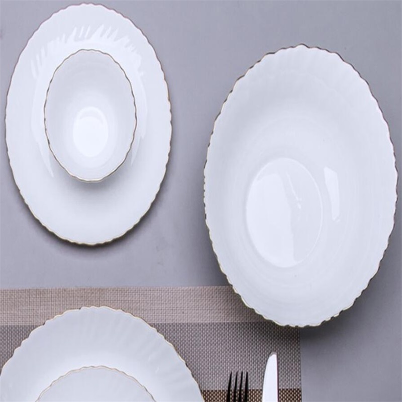 21G &Dinner Set with golden line Heat Resistent Opal Glasswaire