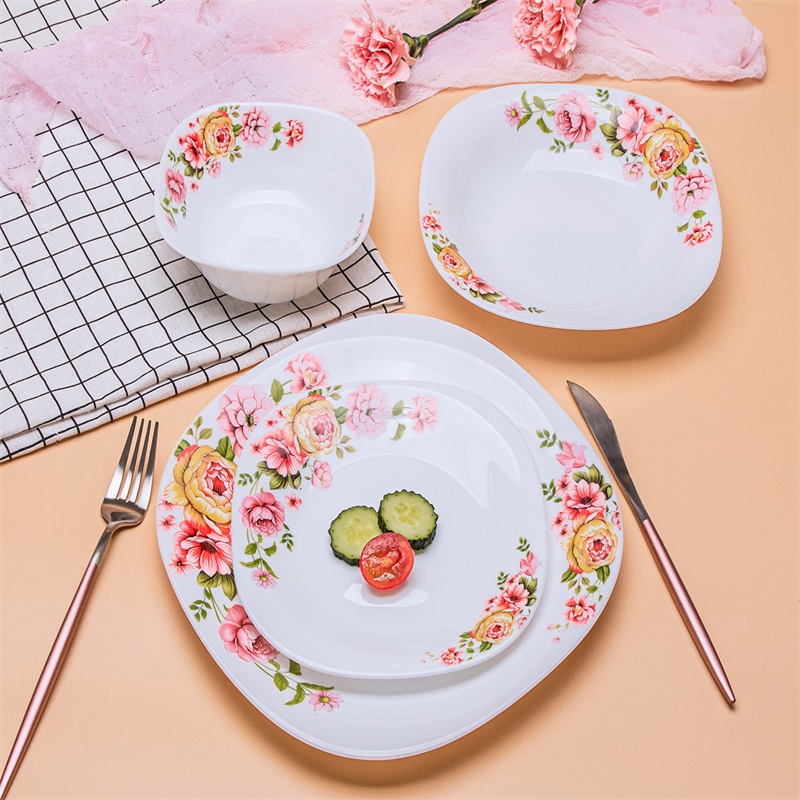 20F& Square Dinner Set Heat Resistent Opal Glassware