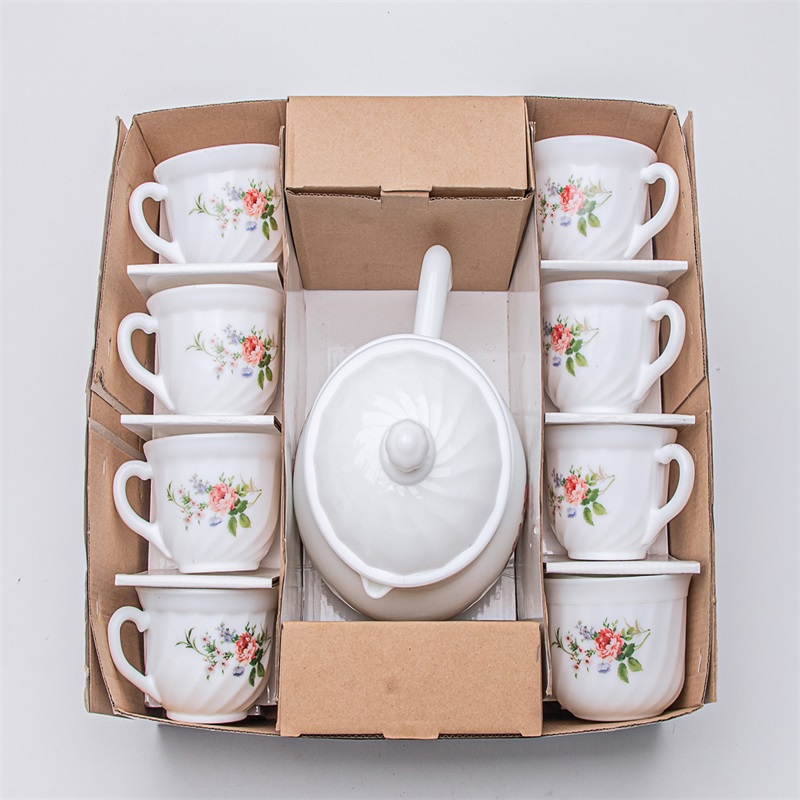 Middag av opalsglas av glas (Round Coffee Set)