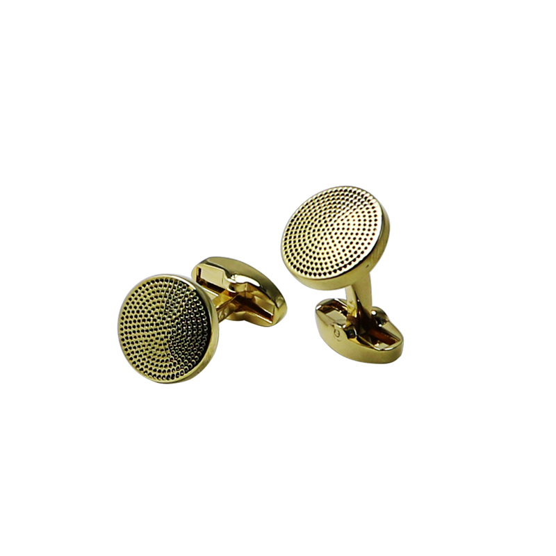 Runda Dots 18k Gold Platerade personliga Cuff- länkar