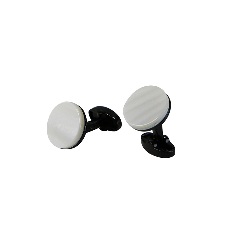 Moder av Pearl Gunmetal Platerad Rund Cuff Links