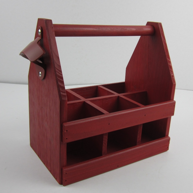 6-Pack Wooden Beer Carrier Beer Botten Caddy med Opener