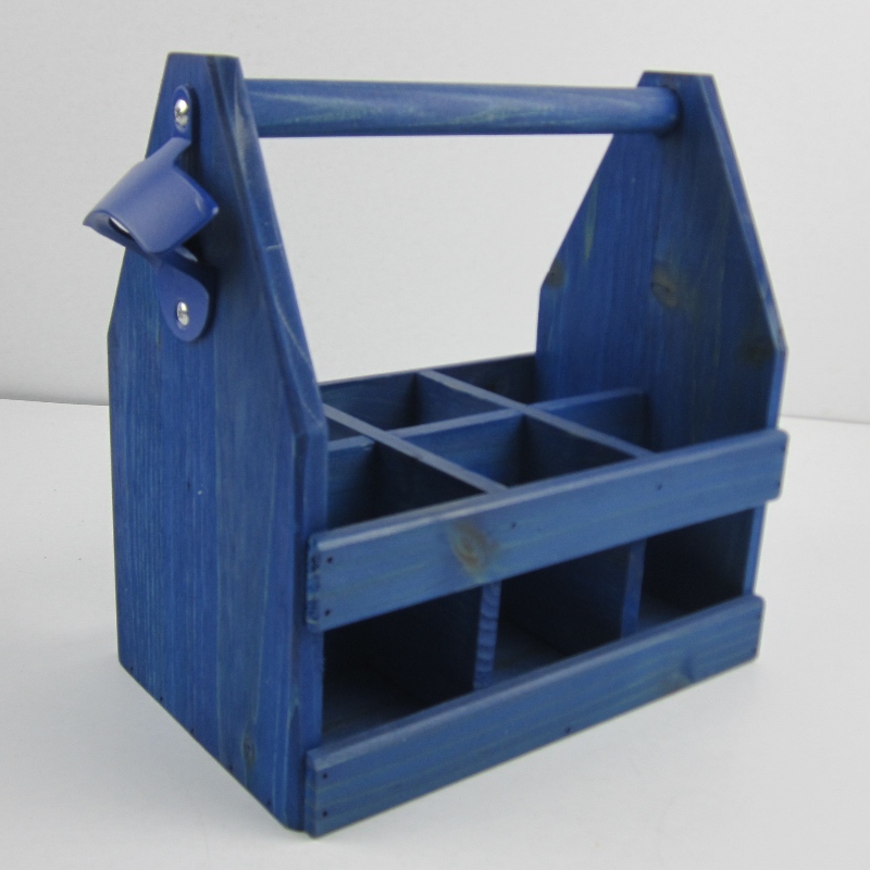 6-Pack Wooden Beer Carrier Beer Botten Caddy med Opener