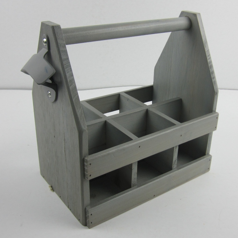 6-Pack Wooden Beer Carrier Beer Botten Caddy med Opener