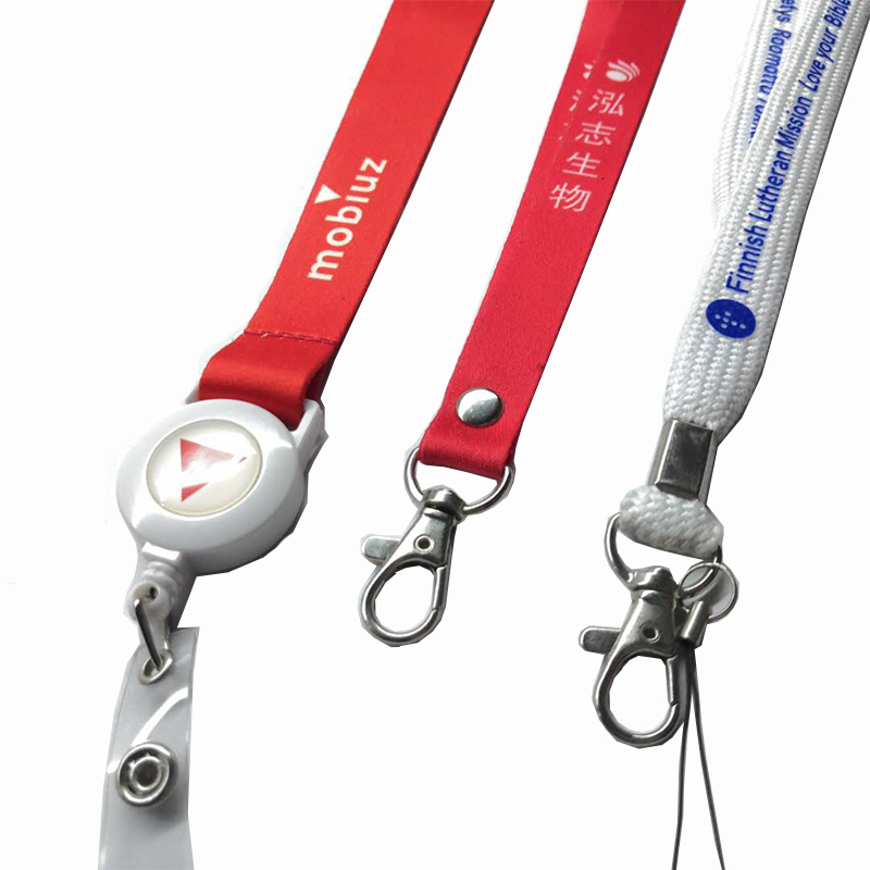 Factory direct sales skräddarsydd lanyard grossistförsäljning polyester lanyard Hot transfer lanyard lätt att dra i lansvarvs expansion låsbeslag lanyard printable logo