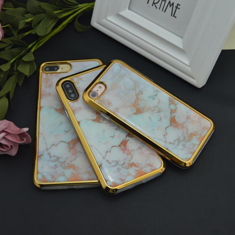 PC elektroplaterad iPhone med två i en iPhone för varumärkets (plus Marble), avläp-gel case iphone EX-fabrikens kundanpassning