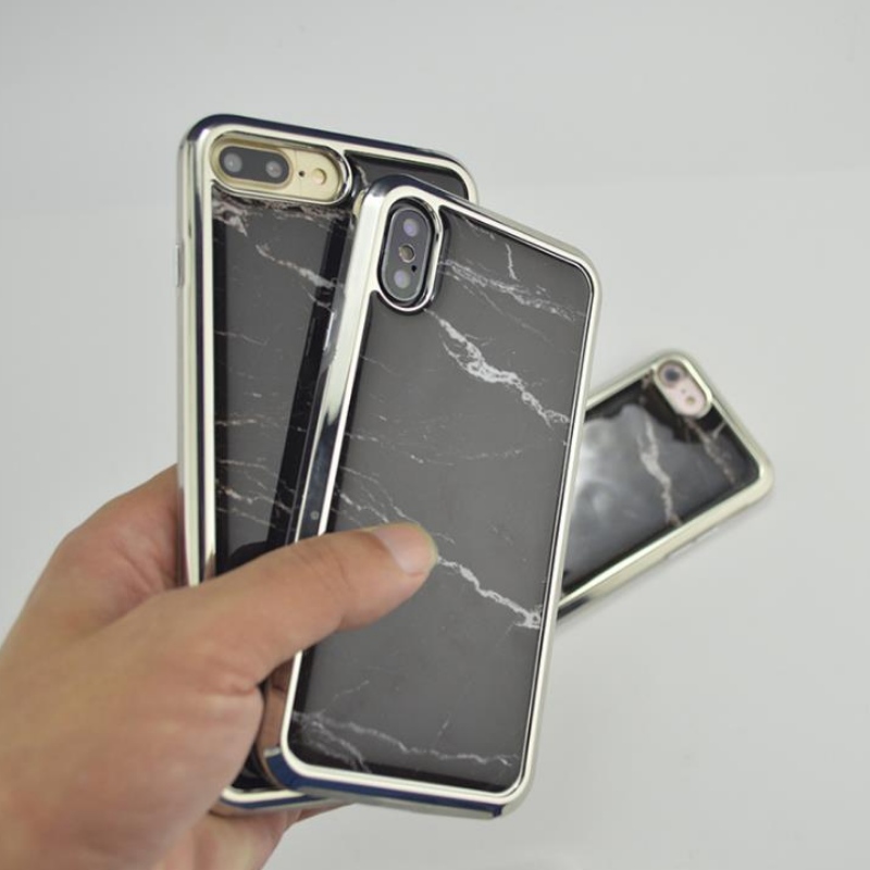 PC elektroplaterad iPhone med två i en iPhone för varumärkets (plus Marble), avläp-gel case iphone EX-fabrikens kundanpassning