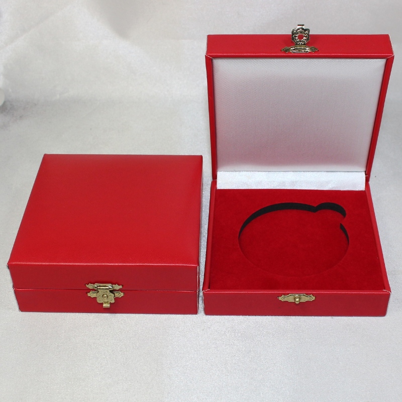 Objekt V-06L kvadrat Plastic Leatherette Paper Box för 60-80 mm mynt, medalj osv. mm.100*100*40, vikter omkring 110g