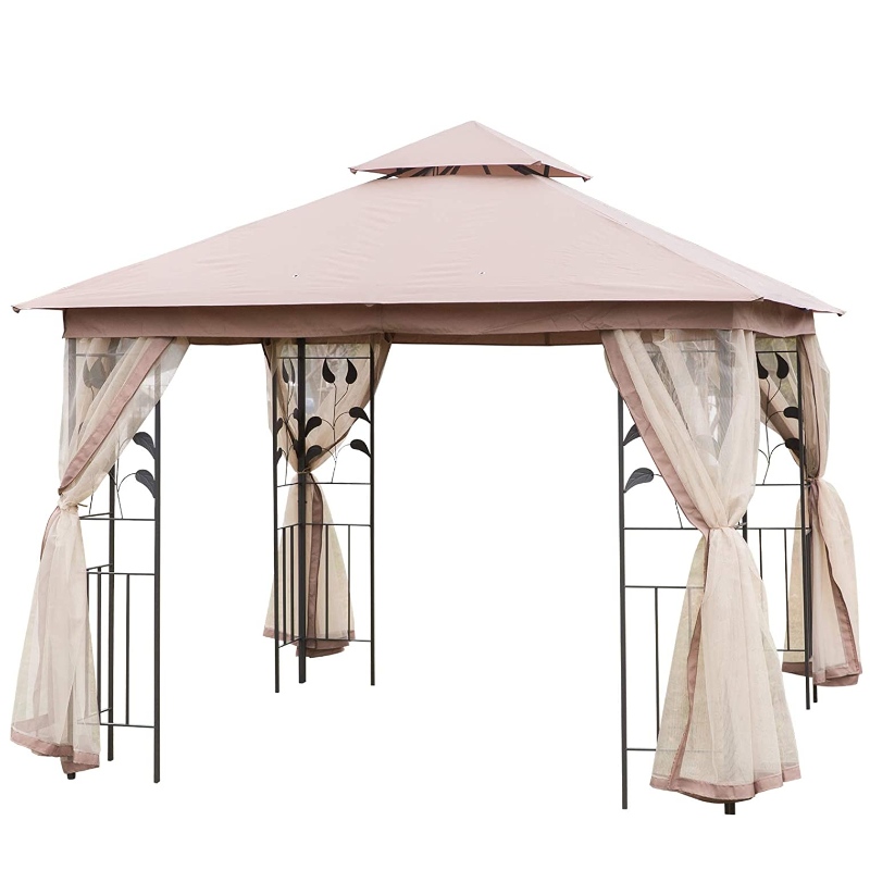 Utomhus Gazebo stål tyg rektangeltält med nätgardin