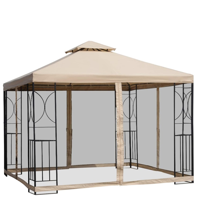 10 'x 10' ståltyg kvadrat utomhusgazebo med myggnät