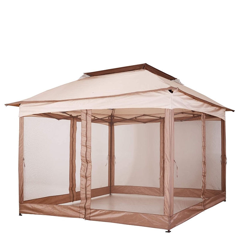 Outdoor 2-Tier Top Folding Portable Pop Up Gazebo med Zipered Netting