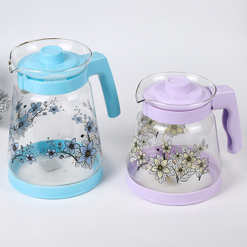 Ny Teapot Household Simple Applique Creative Hand Design Cold Water Glass Pot Spot Egen Partihandel