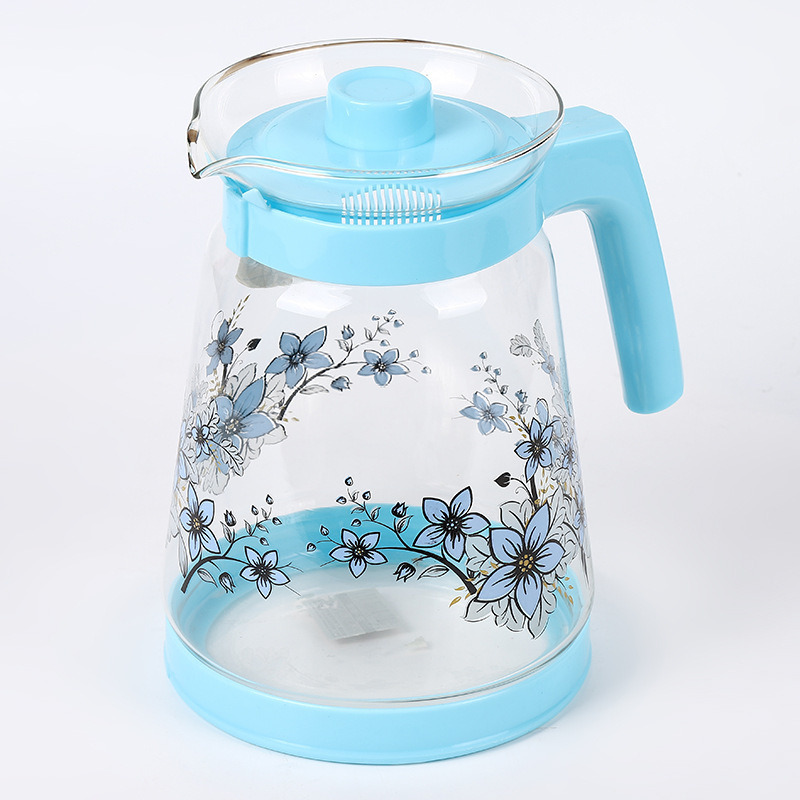 Ny Teapot Household Simple Applique Creative Hand Design Cold Water Glass Pot Spot Egen Partihandel