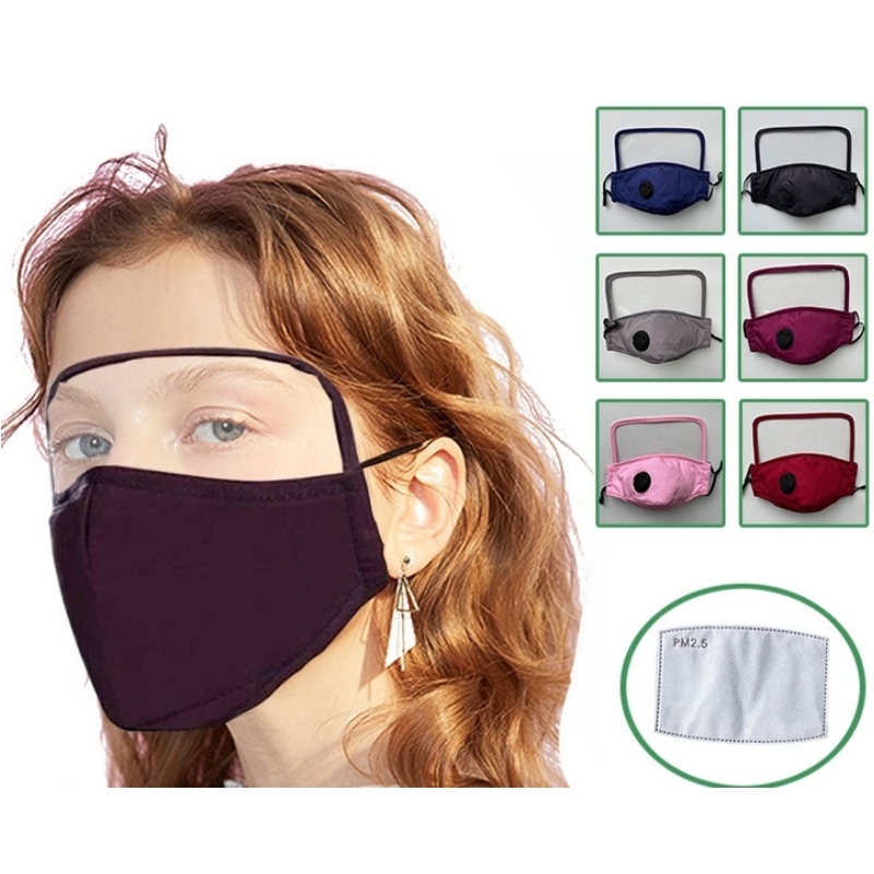 Vävd ansiktsmask 100% bomull hudvänligt ögon- och munskydd med dubbelsidig anti-dimma PET & PM2.5 filter