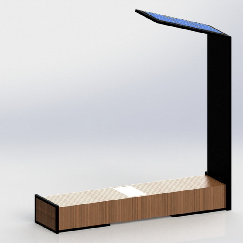 Smart Wifi USB-laddning av rostfritt stål Solar-utomhusbänk med LED-display