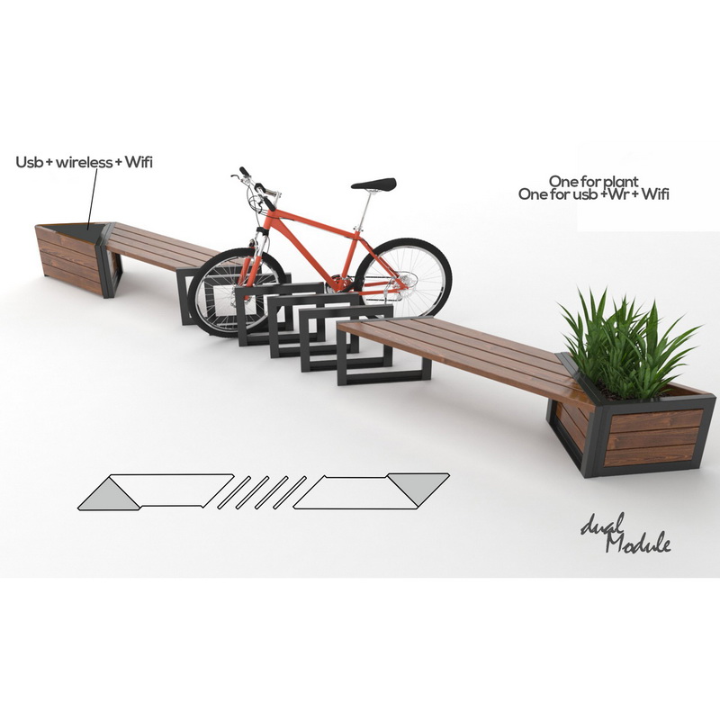 Ny design trådlös Charging Smart Solar Garden Furniture Patio Bench för Park