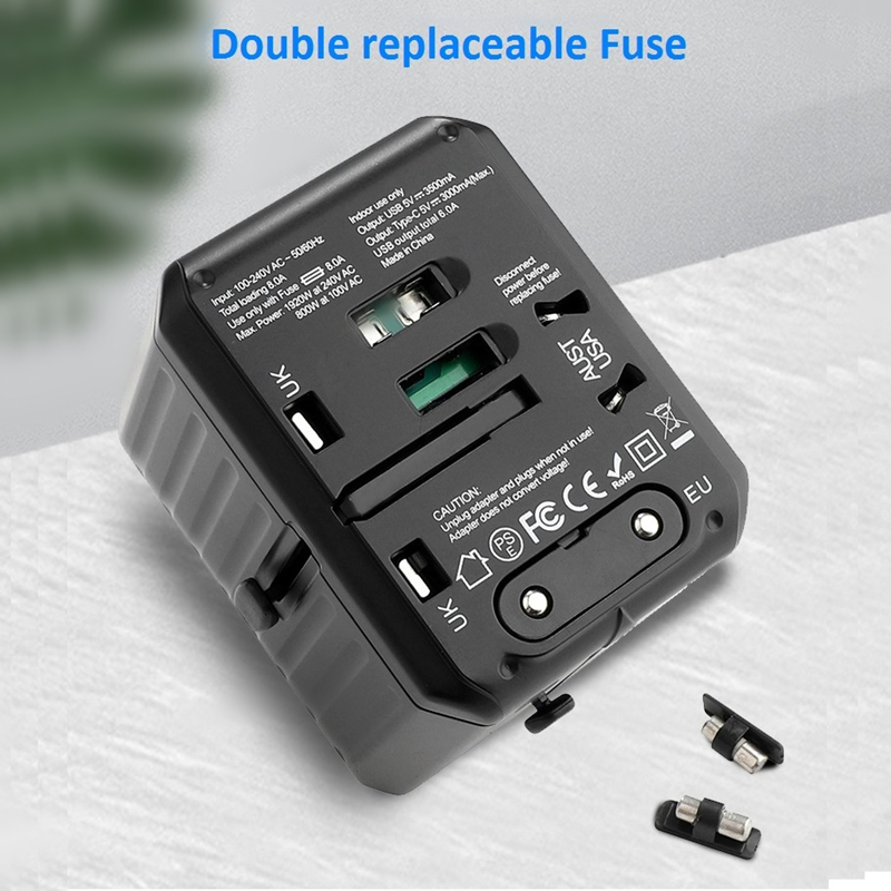 2020 nya 110-250V US AUS UK EU-accessoarer till mobiltelefoner 6USB-laddare 6A-utmatning universell reseadapter med 4USB+2Type-C