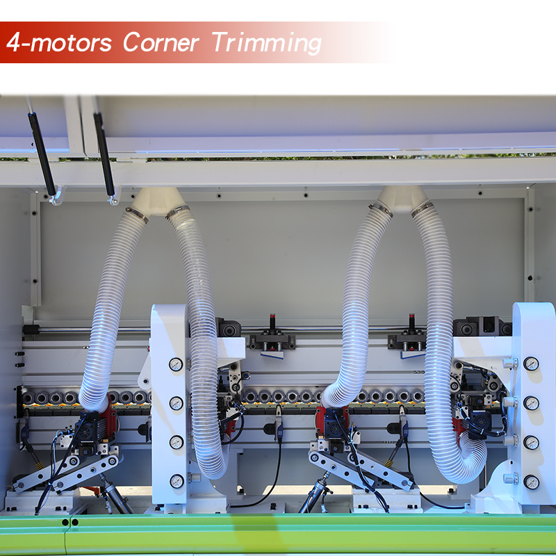 Valfri konfiguration av bandmaskiner för kanter: 4-motorer Corner Trimming/ Dual Rail Quick End Trimming