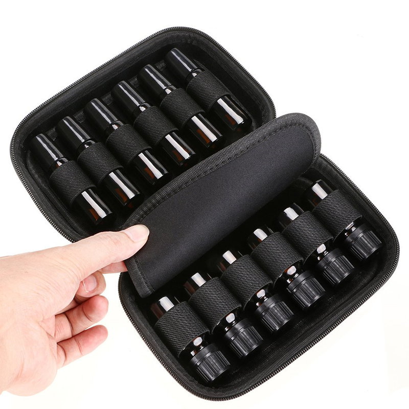 12 rutnät essentiell oljepåse essens oljeflaska förvaringsväska dragkedja bärbar eterisk olja förpackning förvaringsbox