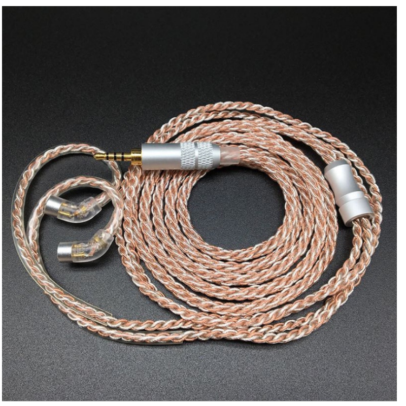 Kabel för uppgradering av hörtelefon (DIY earphone uppgradering) IE80 / se846 febern 4N av engångskristallkoppar, platinerad örontelefon