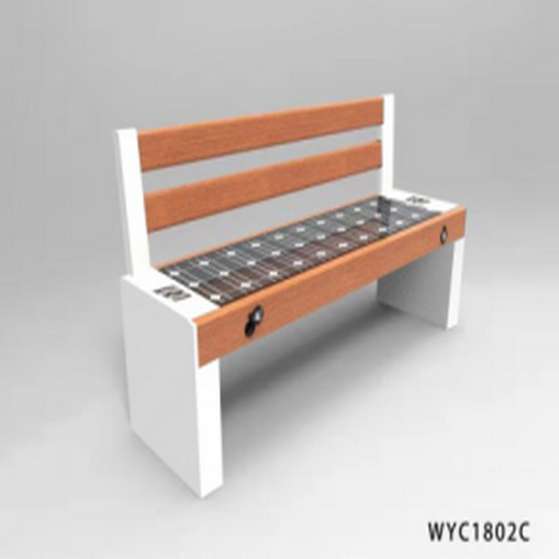 Storformat WPC Wood Galvanized Steel Smart Voice Solar Bench
