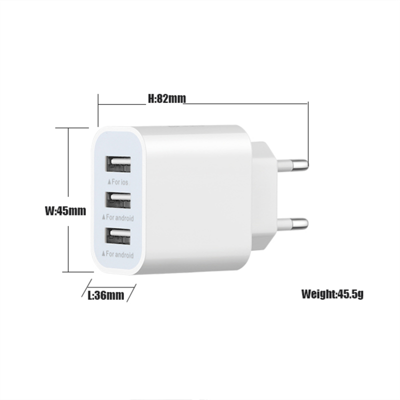 eluttag Mobiltelefon Snabbladdare Universal adapter 3USB- reseladdare