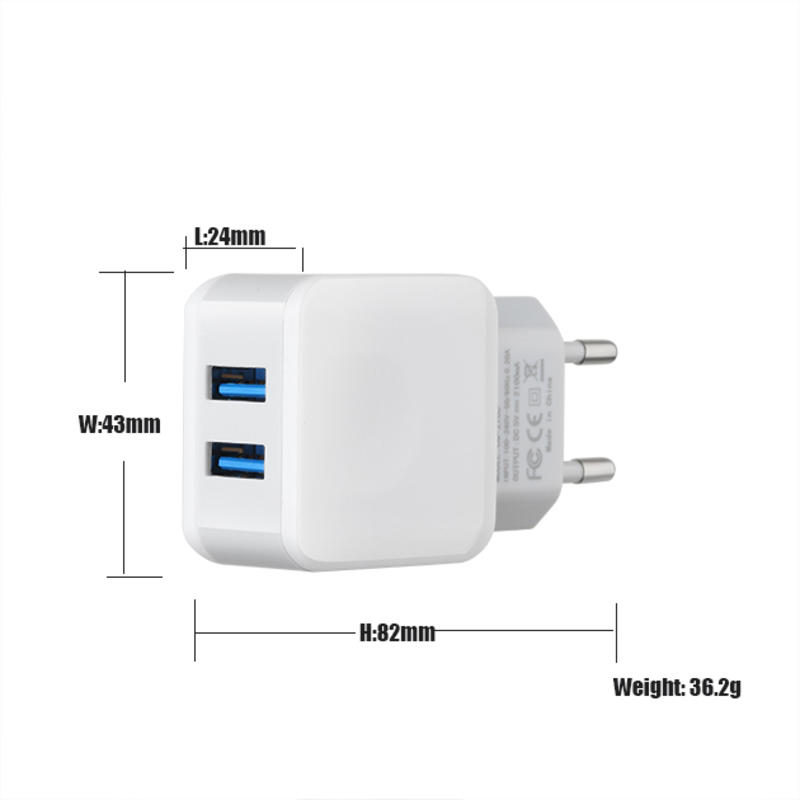 Mobiltelefon Snabbladdare Universell adapter 2 USB-portar universal bärbar laddning för flera resor