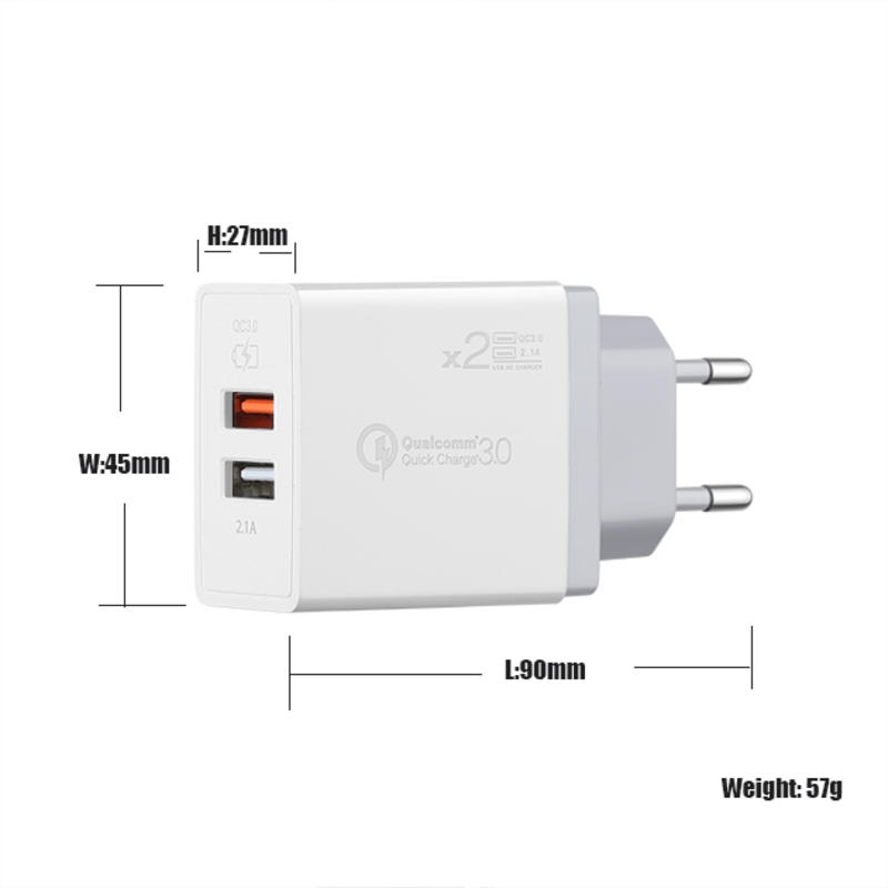 EU/USA/UK PD 18W + 5V 2.4A 2 port USB C Fast Charger universell multireseladdare