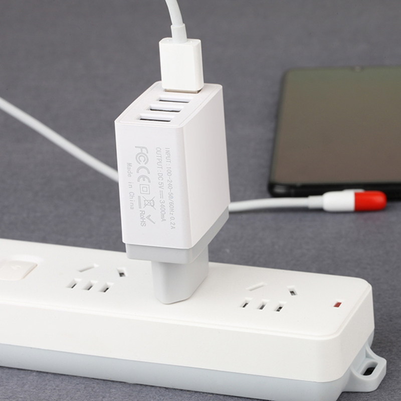 4 portar USB-väggresadapter Adapter Snabb mobiltelefonladdare USB-laddare med flera portar