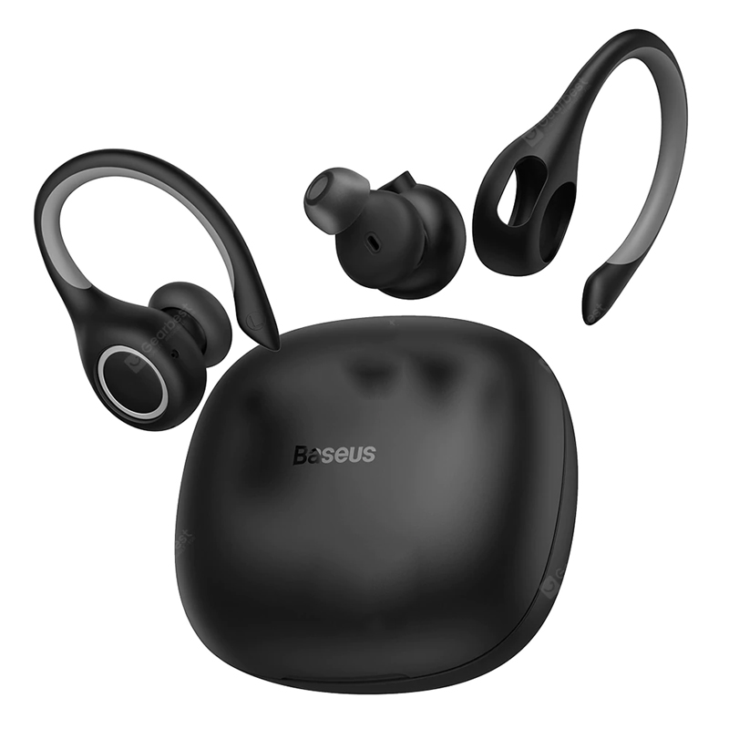 Baseus Encok W17 Sport Bluetooth örhörlurar Hörlurar TWS Trådlösa hörlurar Headset stöder Qi Trådlös laddning Smart Touch IP55 Vattentät - svart