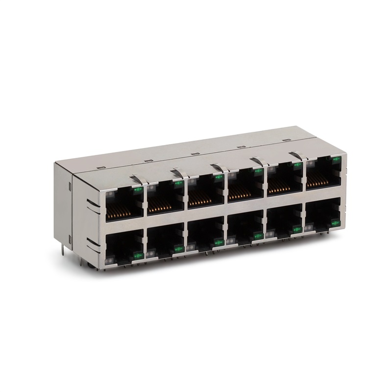 RJ45,2X6 (Filter), LED, Shield Case
