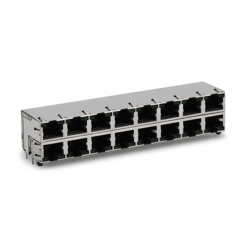 RJ45,2X8,LED,sköld