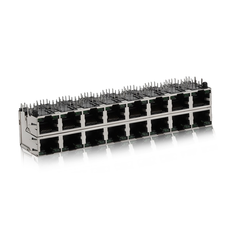 RJ45,2X8,LED,sköld