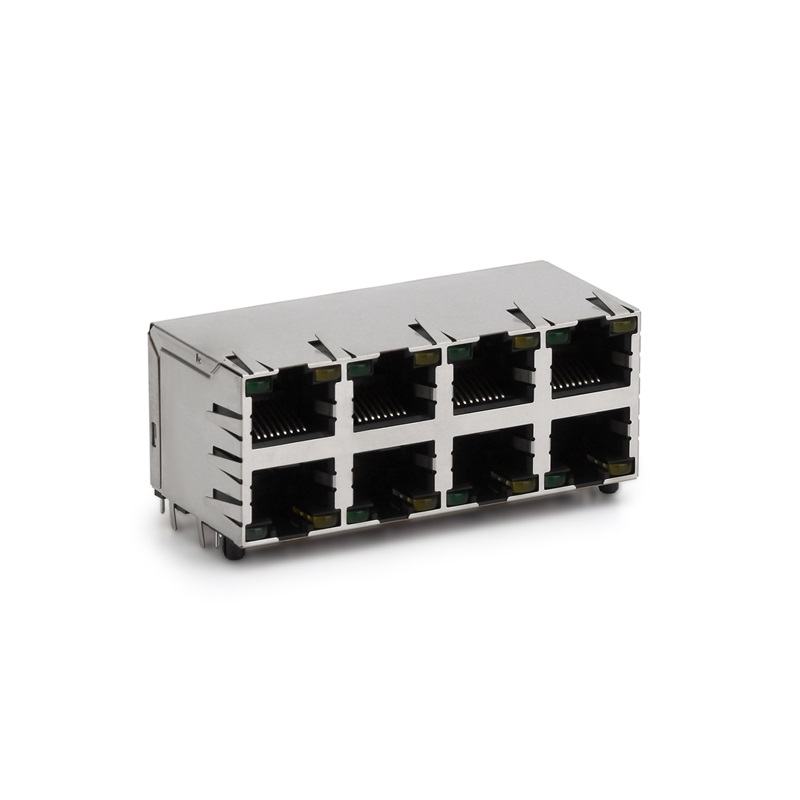 RJ45,2X4,LED,sköld