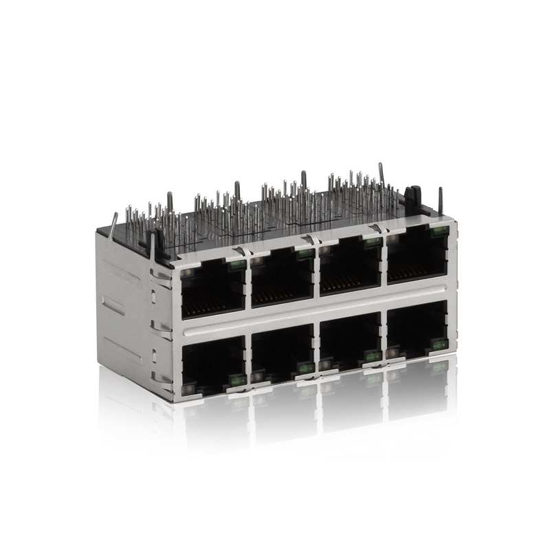 RJ45,2X4(Filter),LED,sköld