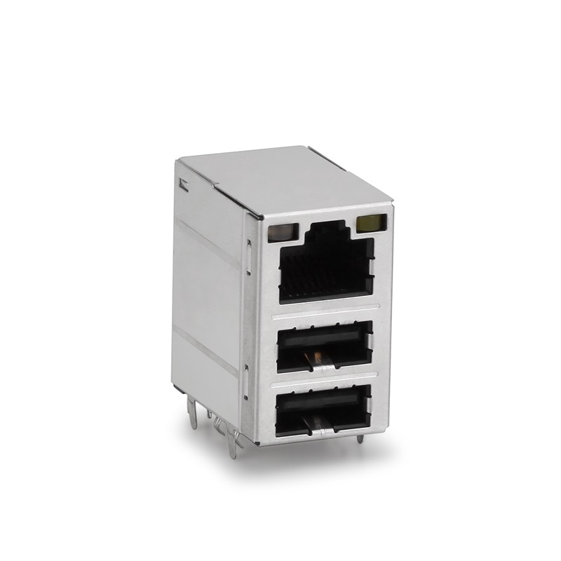RJ45+USB2.0(filter),LED,sköld