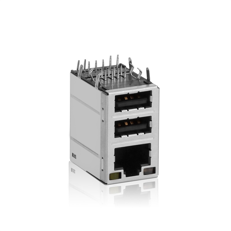 RJ45+USB2.0(filter),LED,sköld
