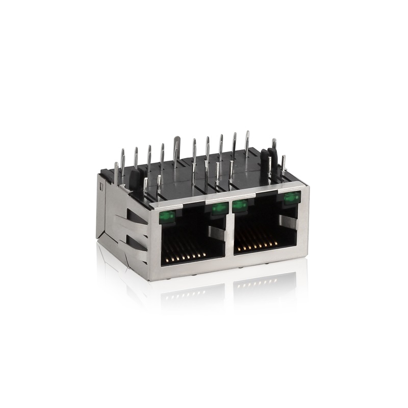 RJ45,1X2(Filter),LED,sköld