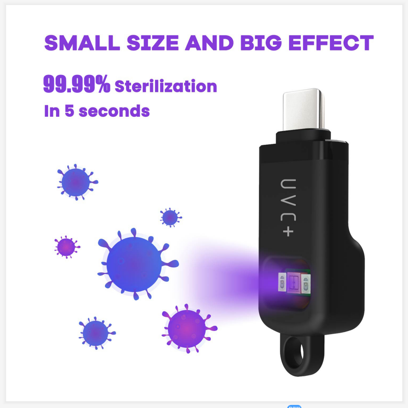 Ny ankomst: UVC + LED-sterilisator Bärbar 99% sterilisering på 5 sekunder